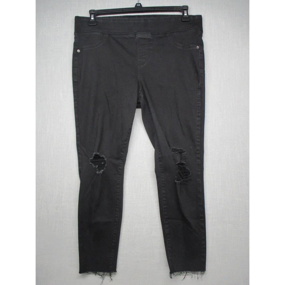 Old Navy Rockstar Black 15oz Distressed Raw‎ Hem Jeggings Womens Size 14P
